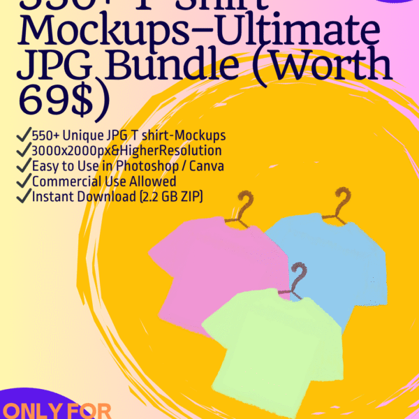 550+ T-Shirts Mockup Bundle – Massive JPG Collection for POD, Etsy & Designers